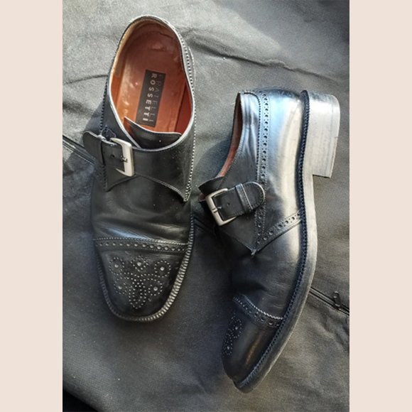 FRATELLI ROSSETTI - Black monk strap oxford shoes - Sz 10D - Picture 5 of 12